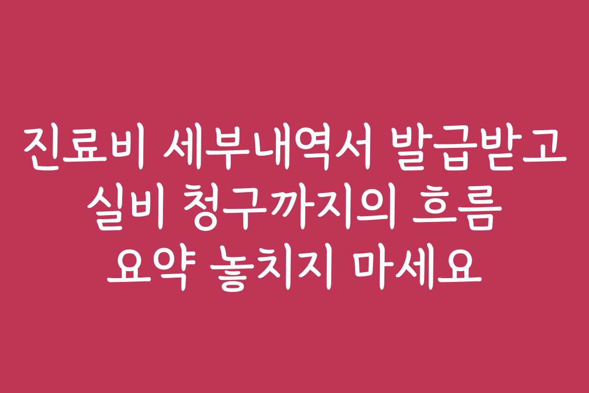 진료비 세부내역서 발급받고 실비 청구까지의 흐름 요약 놓치지 마세요