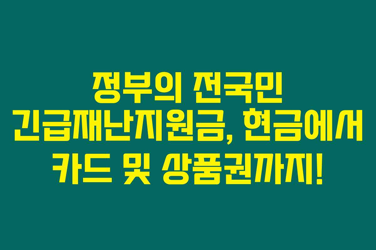 정부의 전국민 긴급재난지원금, 현금에서 카드 및 상품권까지!