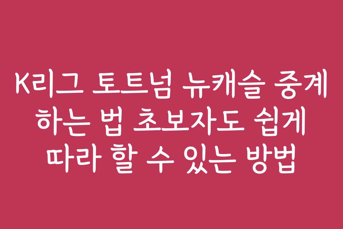 K리그 토트넘 뉴캐슬 중계 하는 법 초보자도 쉽게 따라 할 수 있는 방법 K리그 토트넘 뉴캐슬 중계 하는 법 초보자도 쉽게 따라 할 수 있는 방법