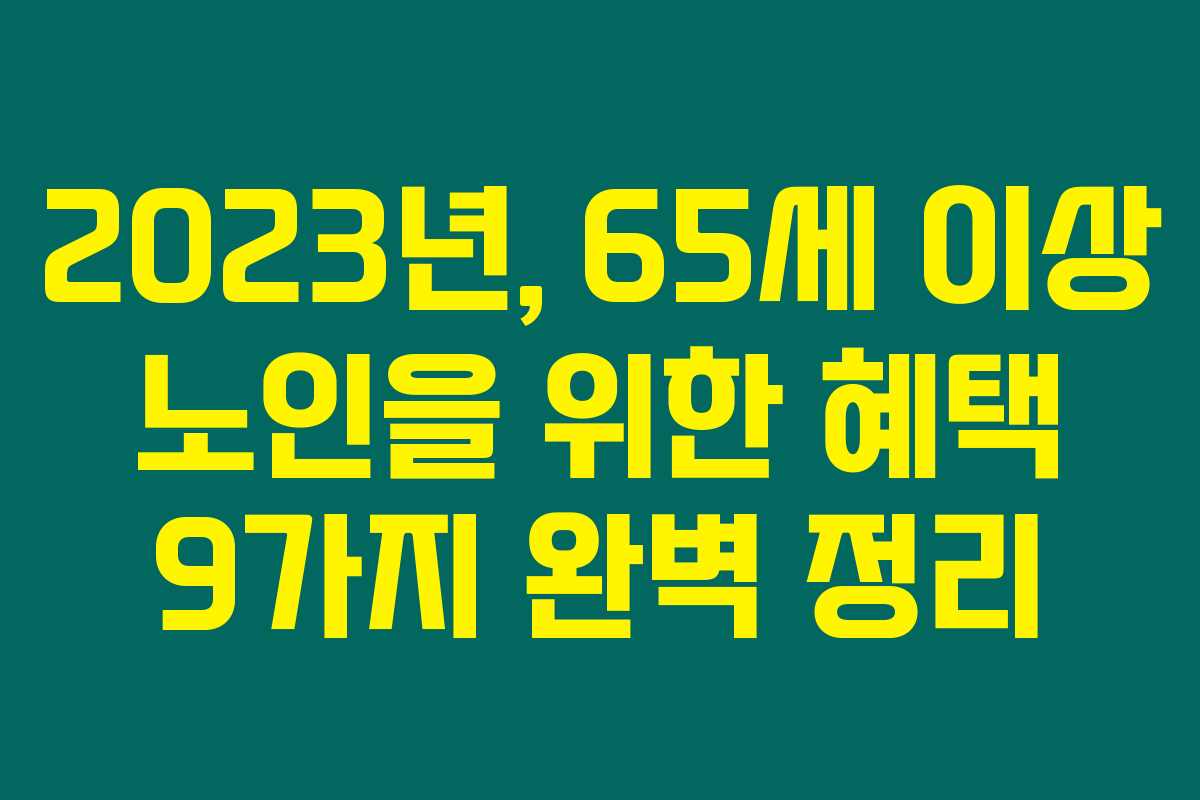 2023년, 65세 이상 노인을 위한 혜택 9가지 완벽 정리