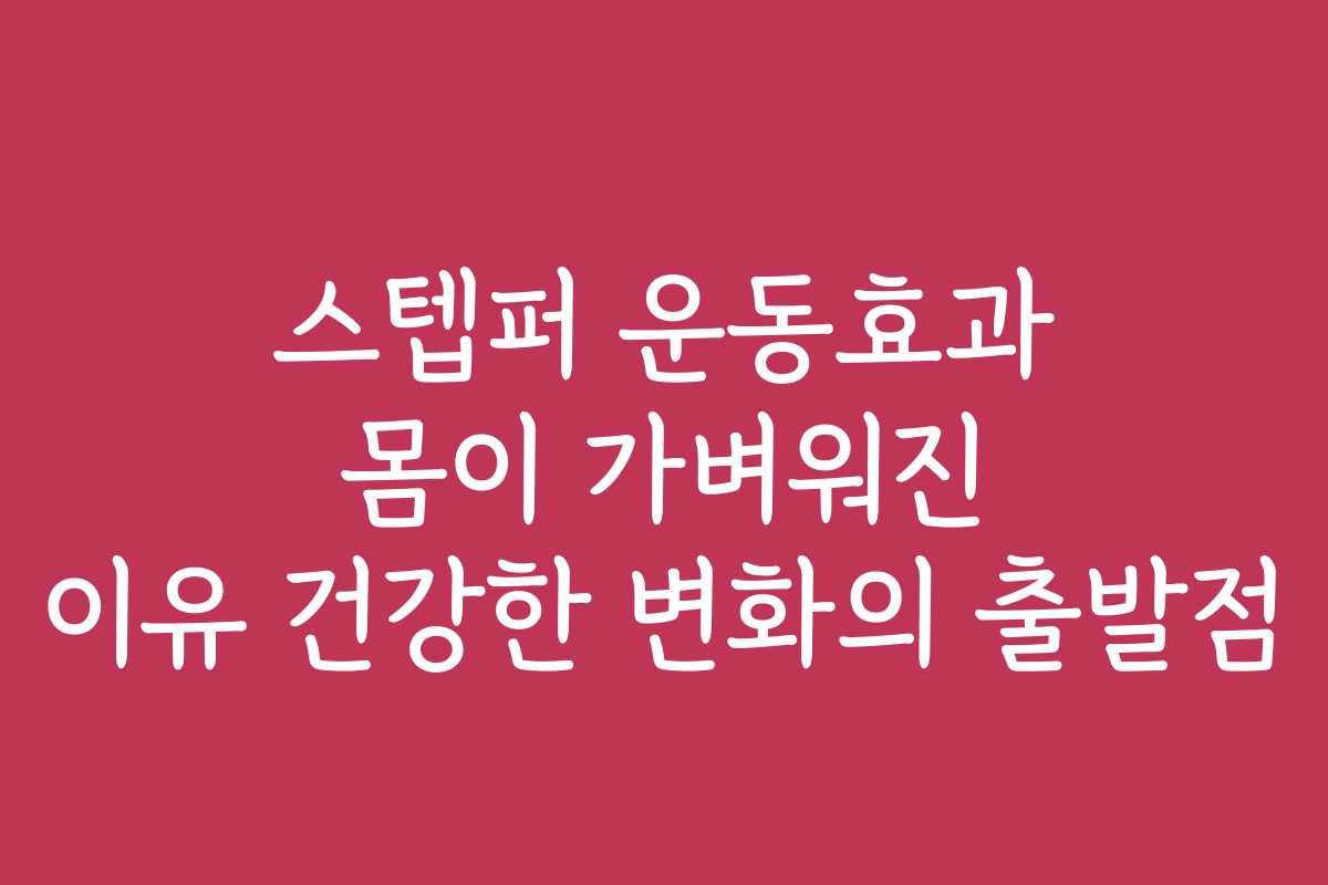스텝퍼 운동효과 몸이 가벼워진 이유 건강한 변화의 출발점