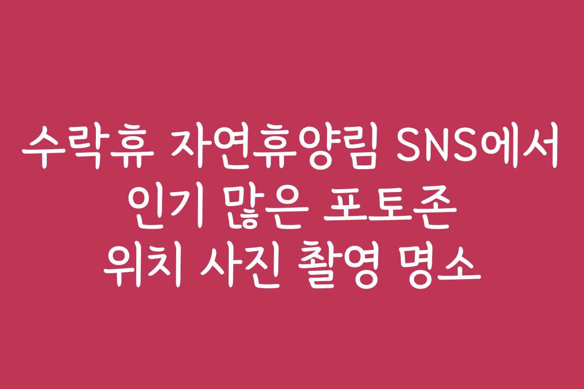 수락휴 자연휴양림 SNS에서 인기 많은 포토존 위치 사진 촬영 명소