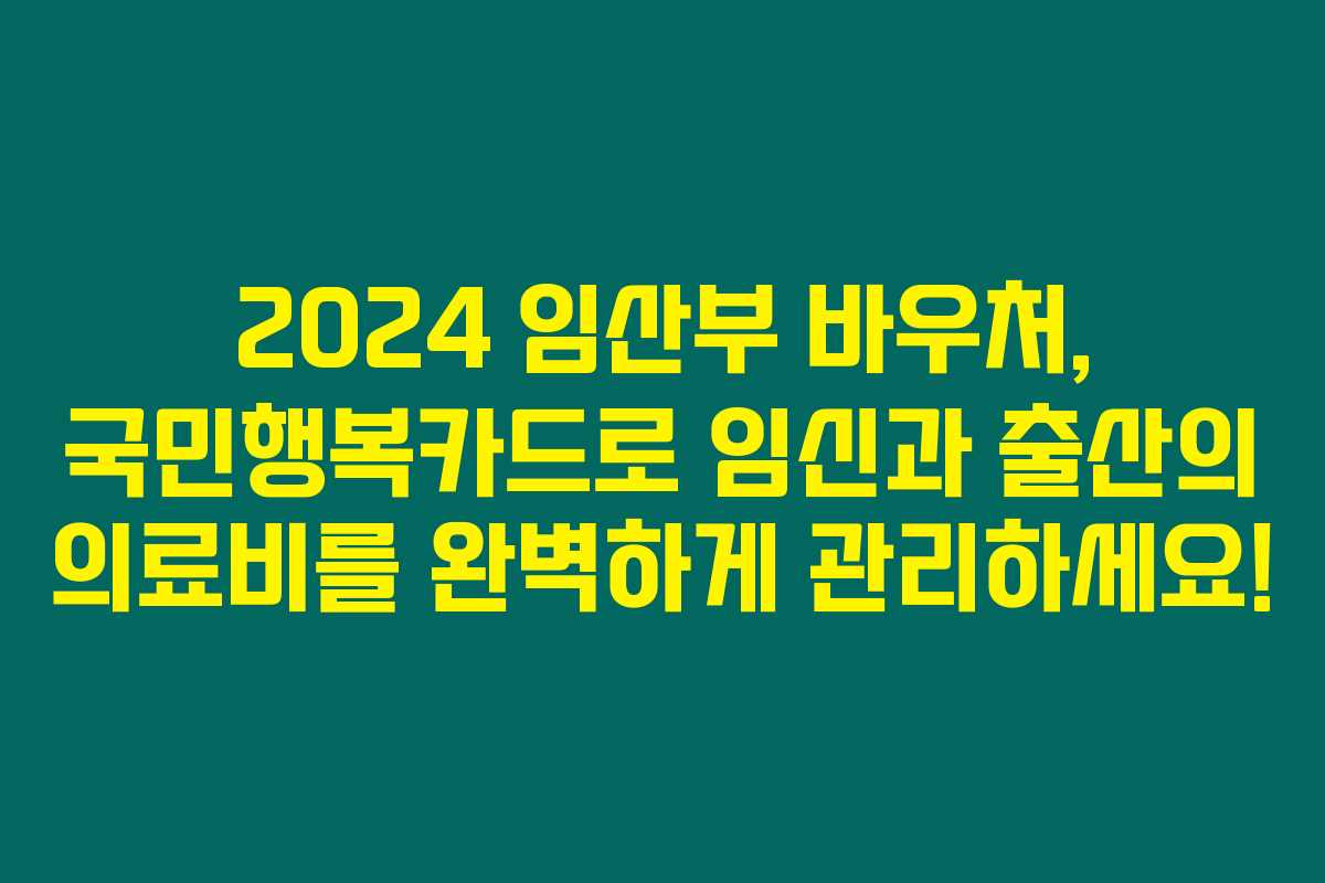 2024 임산부 바우처, 국민행복카드로 임신과 출산의 의료비를 완벽하게 관리하세요!