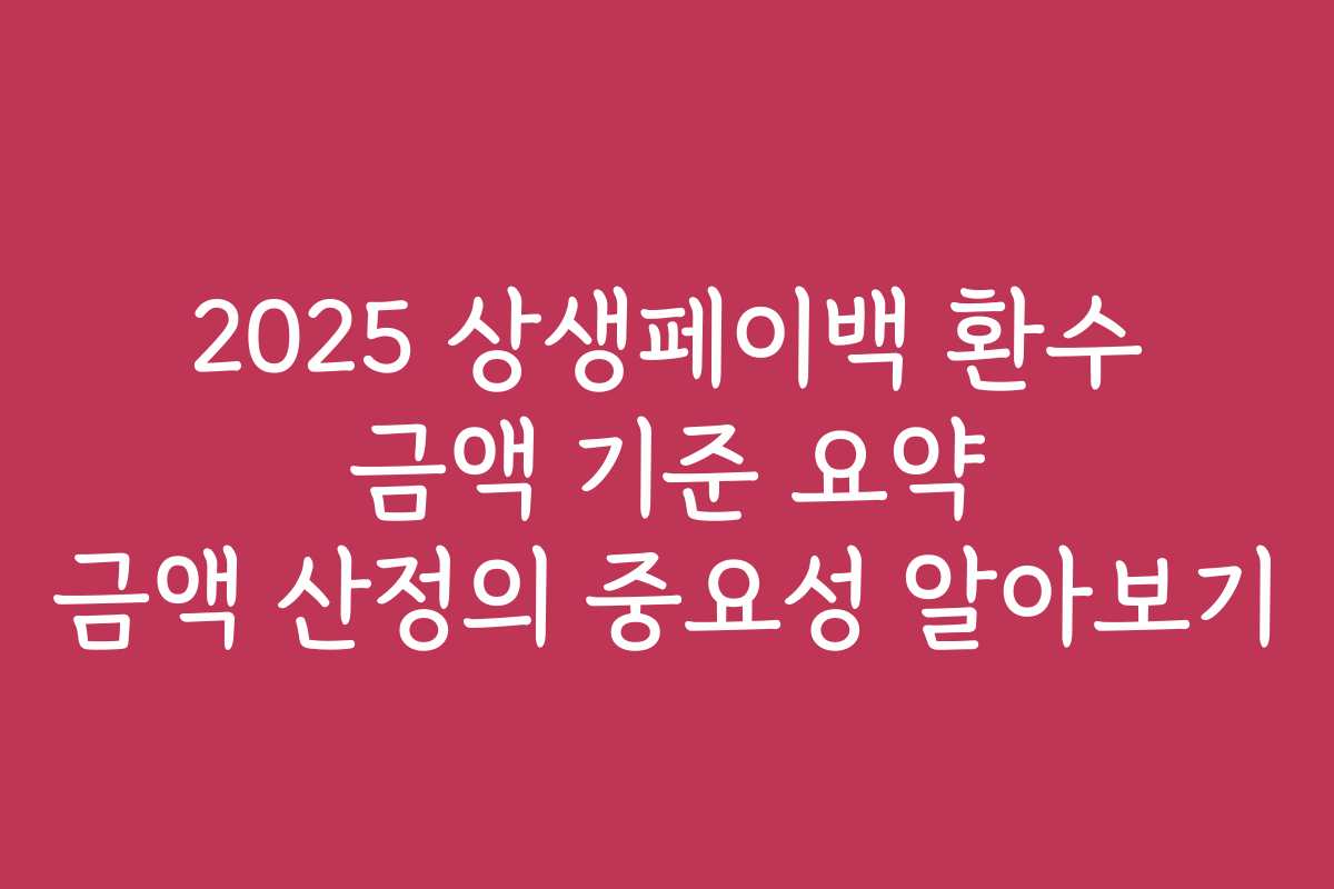 2025 상생페이백 환수 금액 기준 요약 금액 산정의 중요성 알아보기
