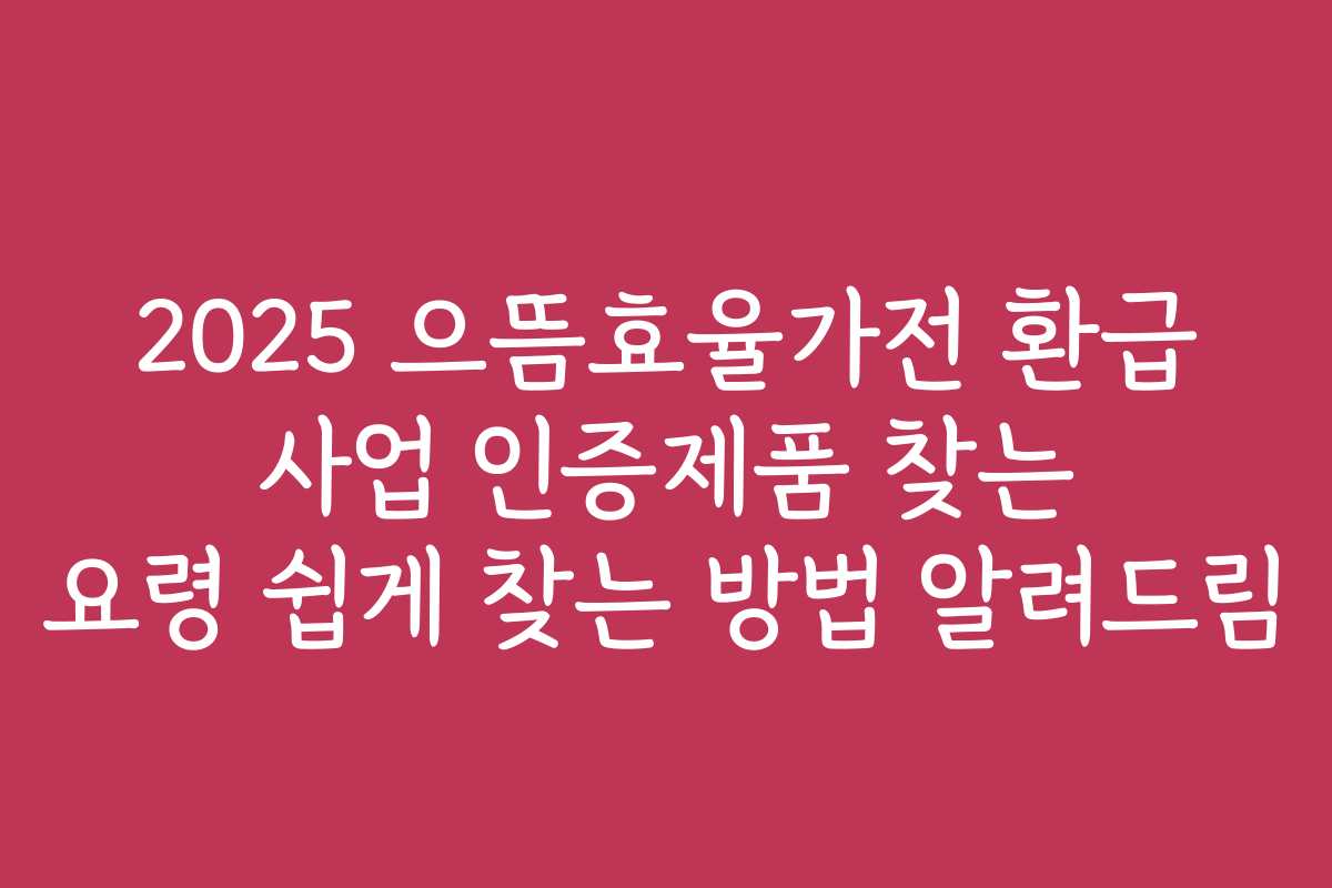 2025 으뜸효율가전 환급 사업 인증제품 찾는 요령 쉽게 찾는 방법 알려드림