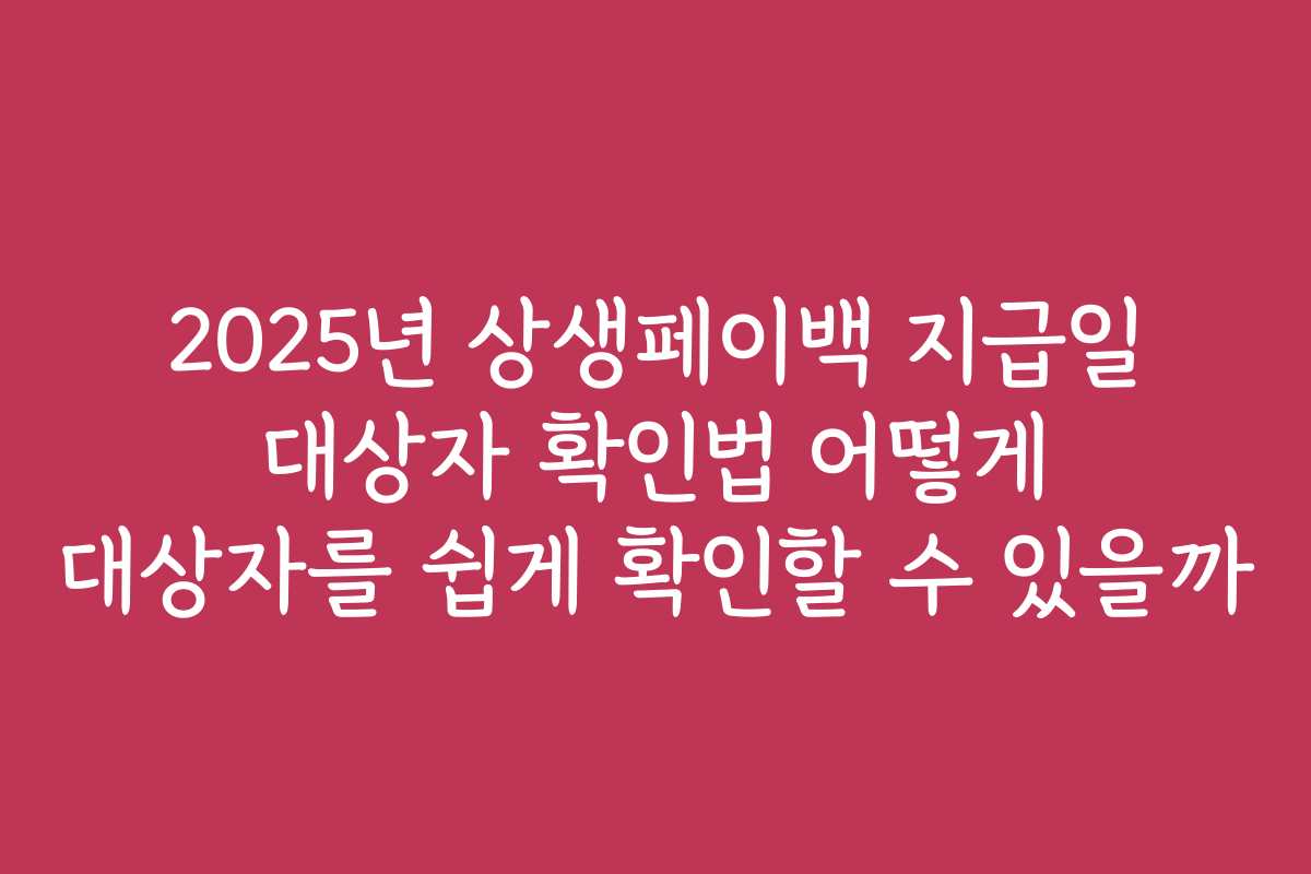 2025년 상생페이백 지급일 대상자 확인법 어떻게 대상자를 쉽게 확인할 수 있을까