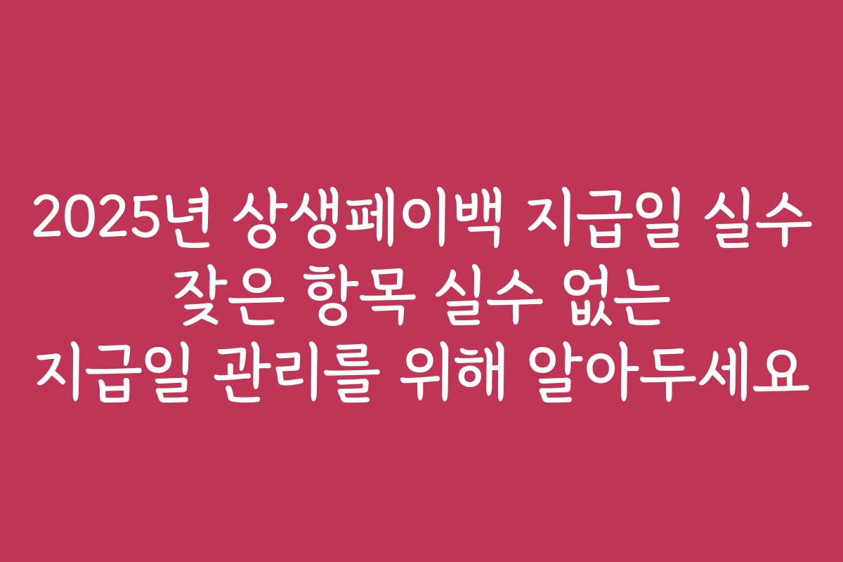 2025년 상생페이백 지급일 실수 잦은 항목 실수 없는 지급일 관리를 위해 알아두세요 2025년 상생페이백 지급일 실수 잦은 항목 실수 없는 지급일 관리를 위해 알아두세요