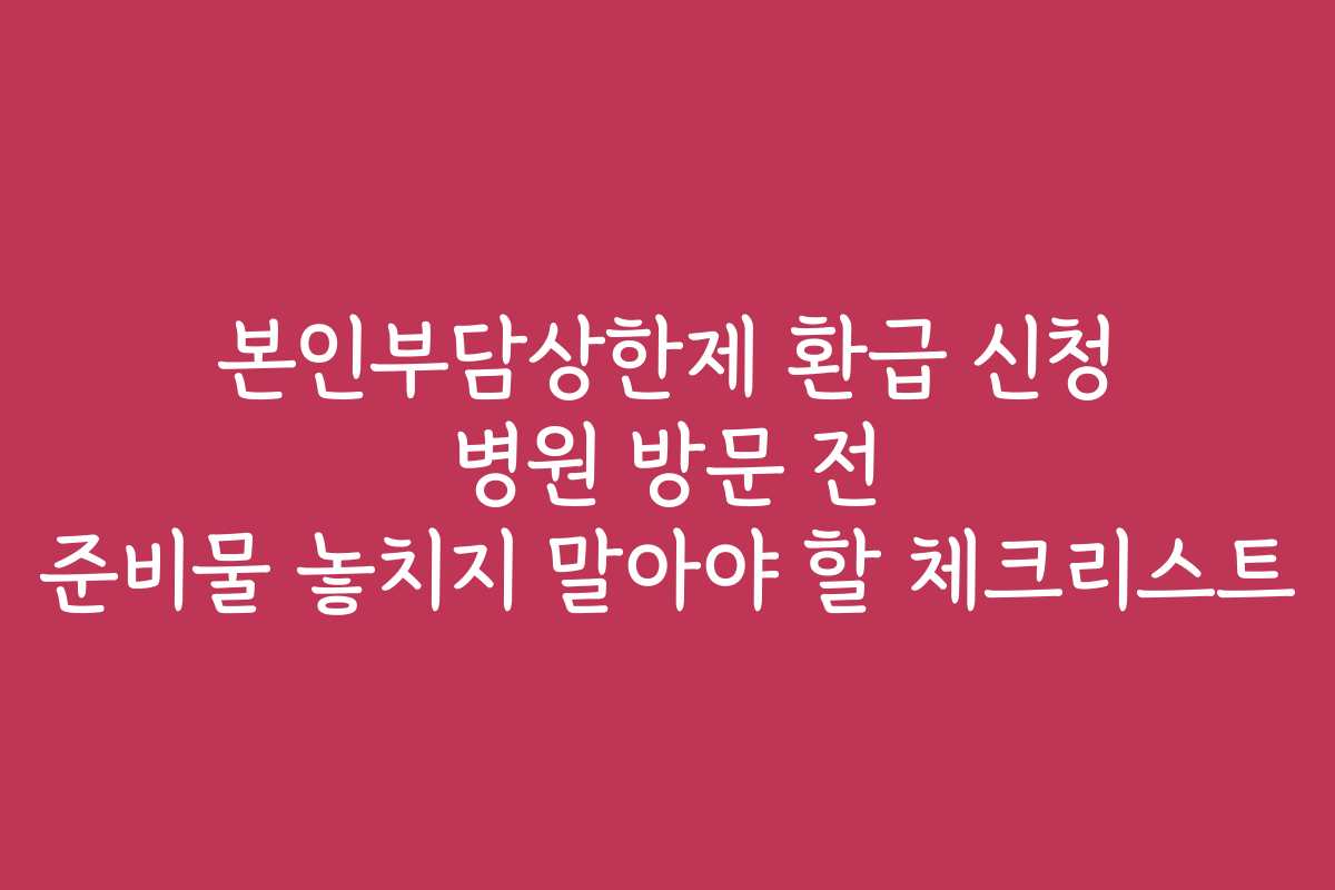 본인부담상한제 환급 신청 병원 방문 전 준비물 놓치지 말아야 할 체크리스트
