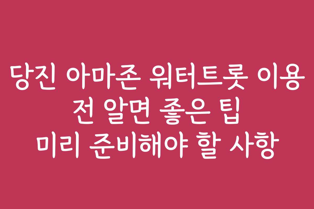 당진 아마존 워터트롯 이용 전 알면 좋은 팁 미리 준비해야 할 사항 당진 아마존 워터트롯 이용 전 알면 좋은 팁 미리 준비해야 할 사항