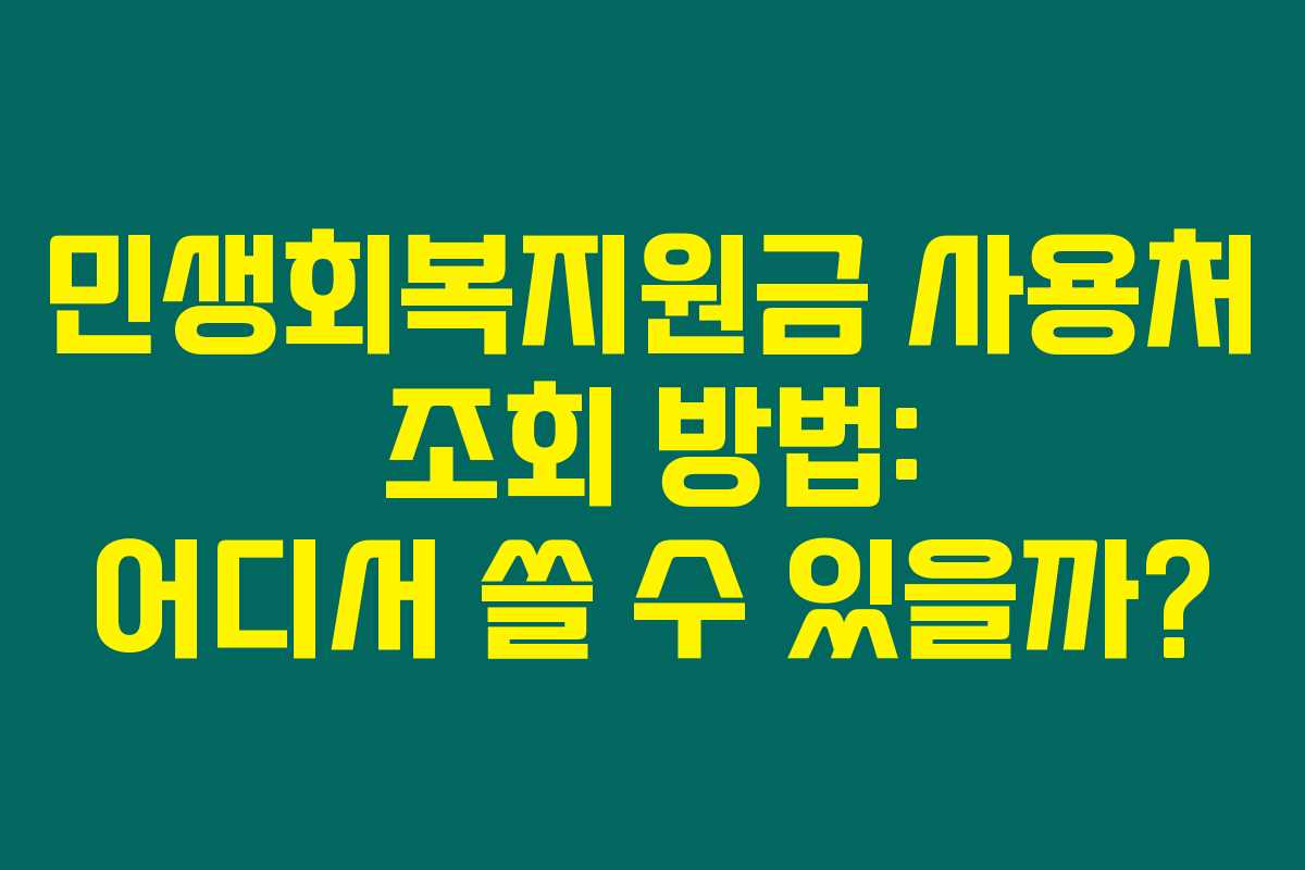 민생회복지원금 사용처 조회 방법: 어디서 쓸 수 있을까?