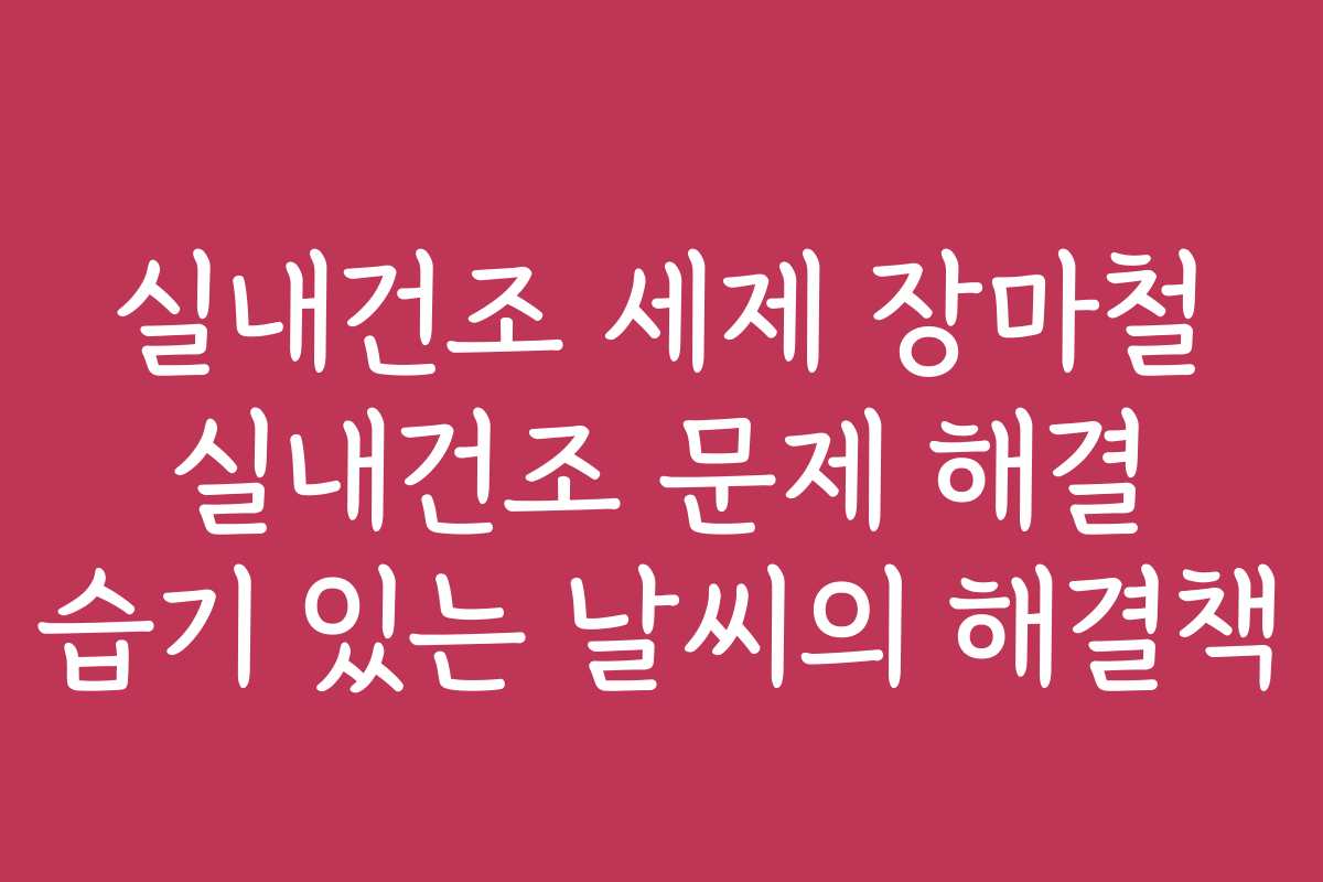 실내건조 세제 장마철 실내건조 문제 해결 습기 있는 날씨의 해결책