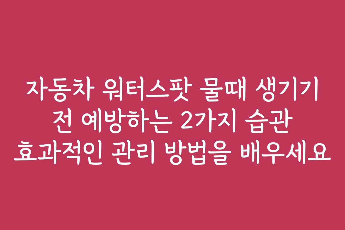 자동차 워터스팟 물때 생기기 전 예방하는 2가지 습관 효과적인 관리 방법을 배우세요