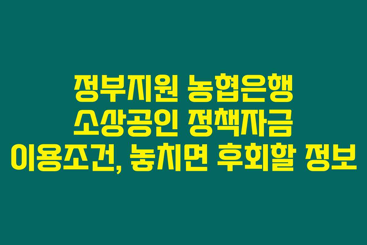 정부지원 농협은행 소상공인 정책자금 이용조건, 놓치면 후회할 정보