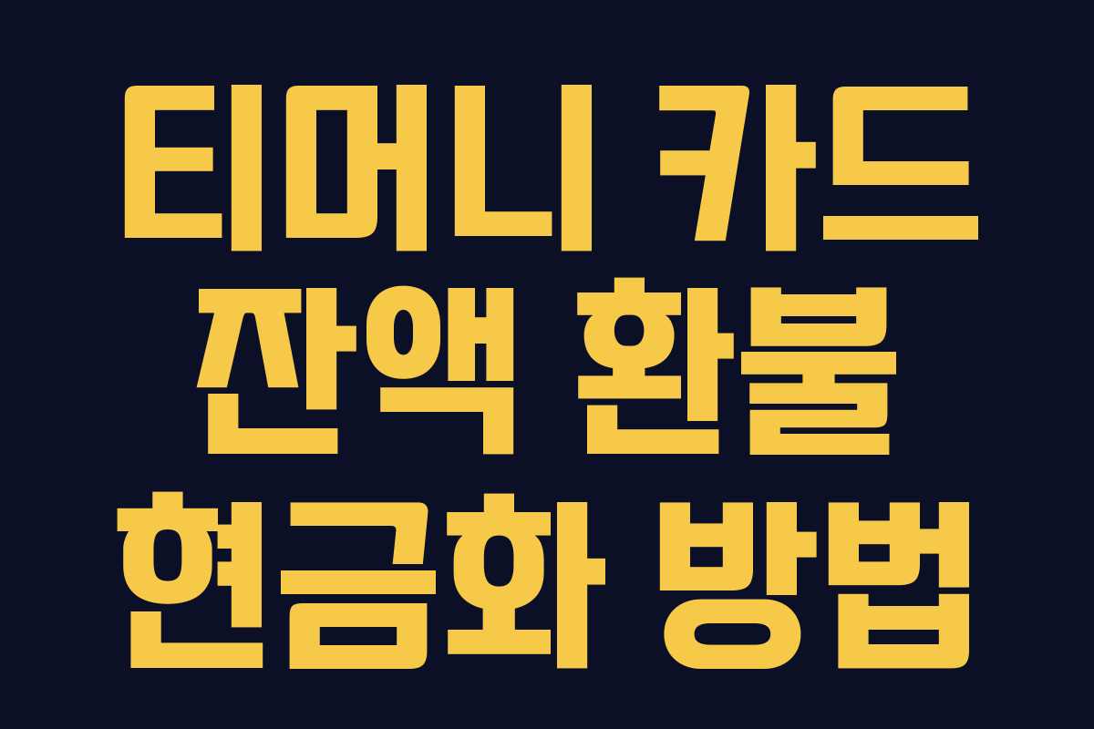 티머니 카드 잔액 환불 현금화 방법