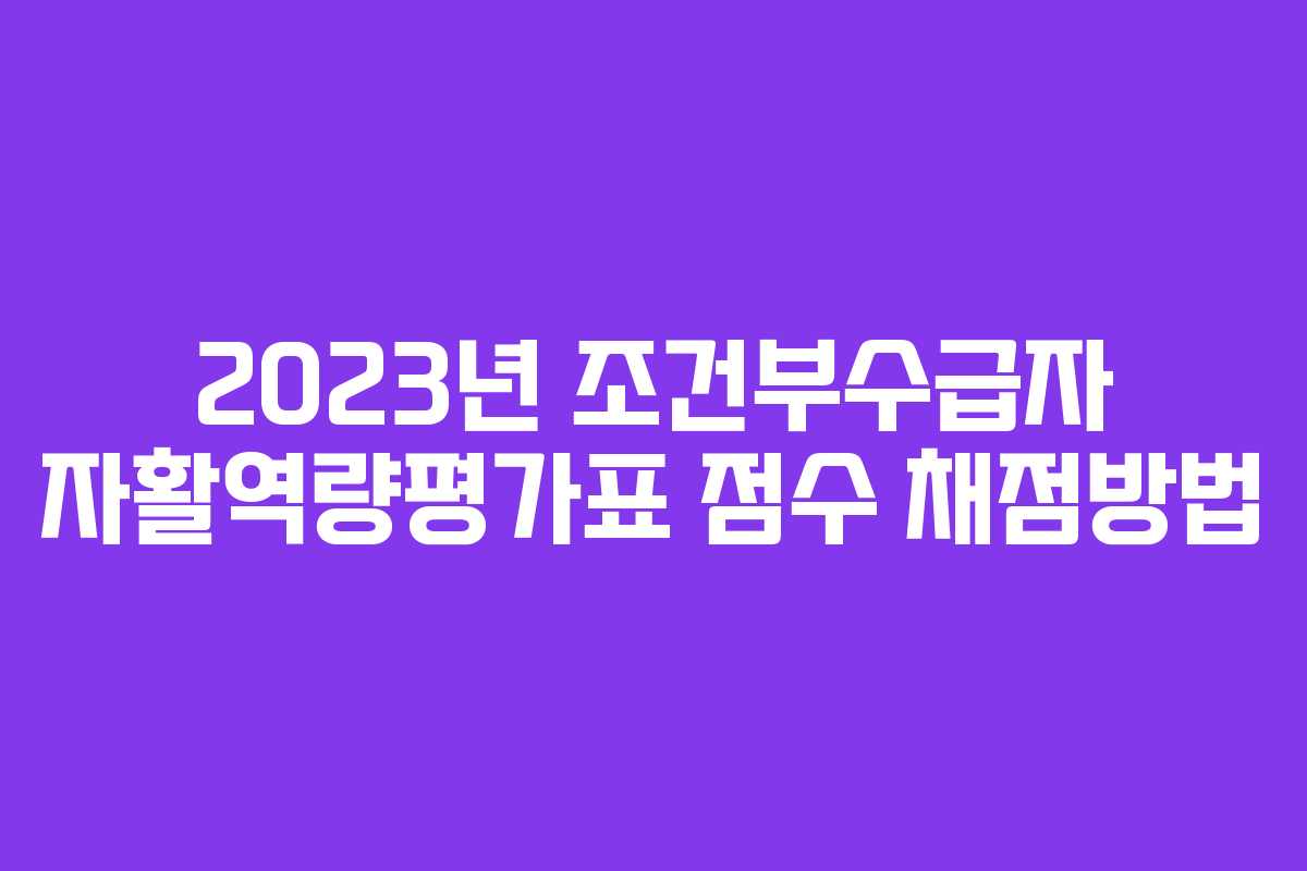 2023년 조건부수급자 자활역량평가표 점수 채점방법