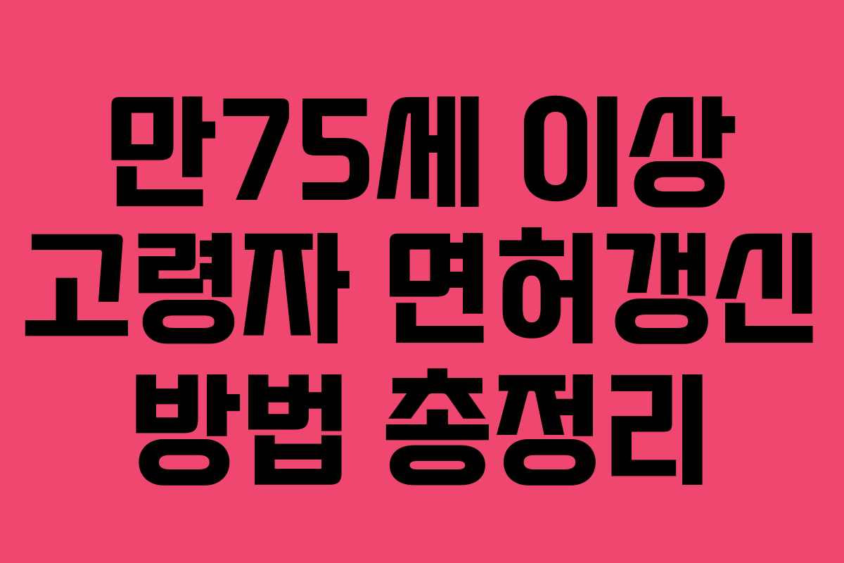 만75세 이상 고령자 면허갱신 방법 총정리
