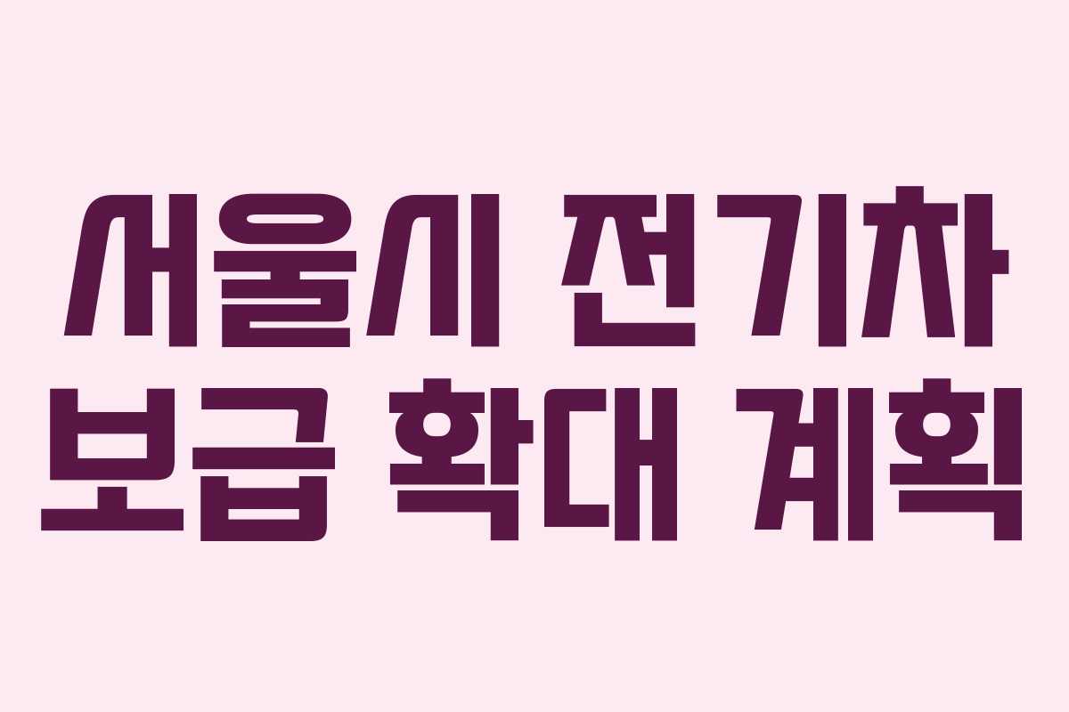 서울시 전기차 보급 확대 계획