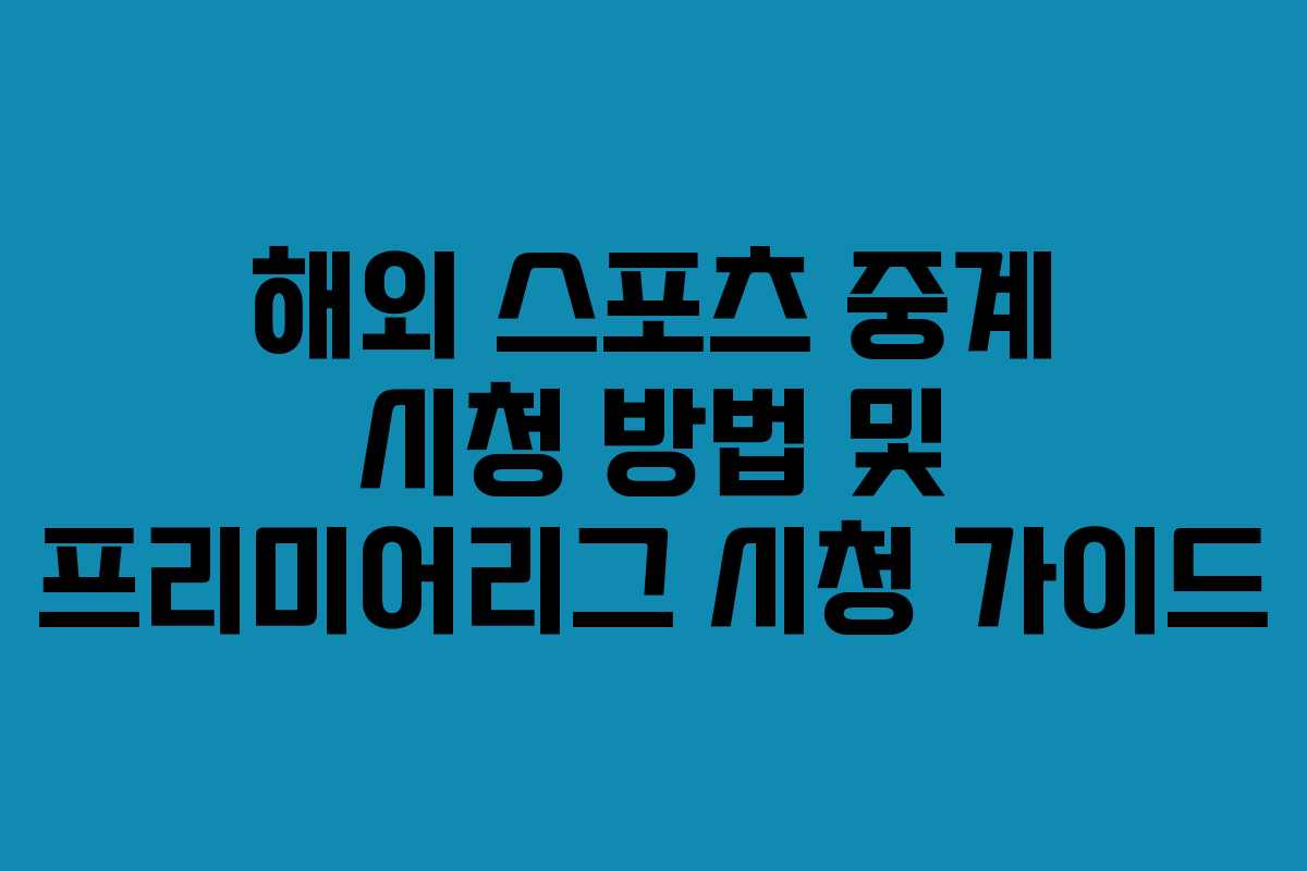 해외 스포츠 중계 시청 방법 및 프리미어리그 시청 가이드