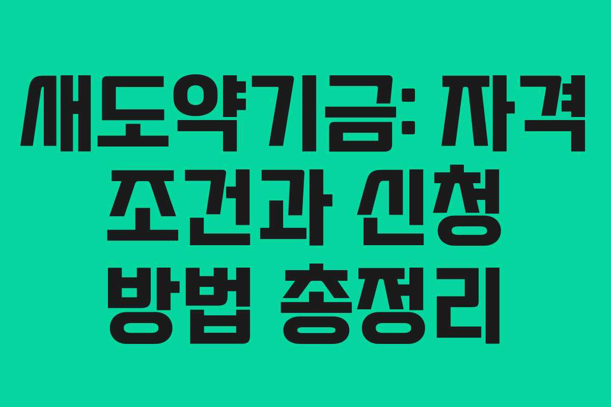 새도약기금: 자격 조건과 신청 방법 총정리