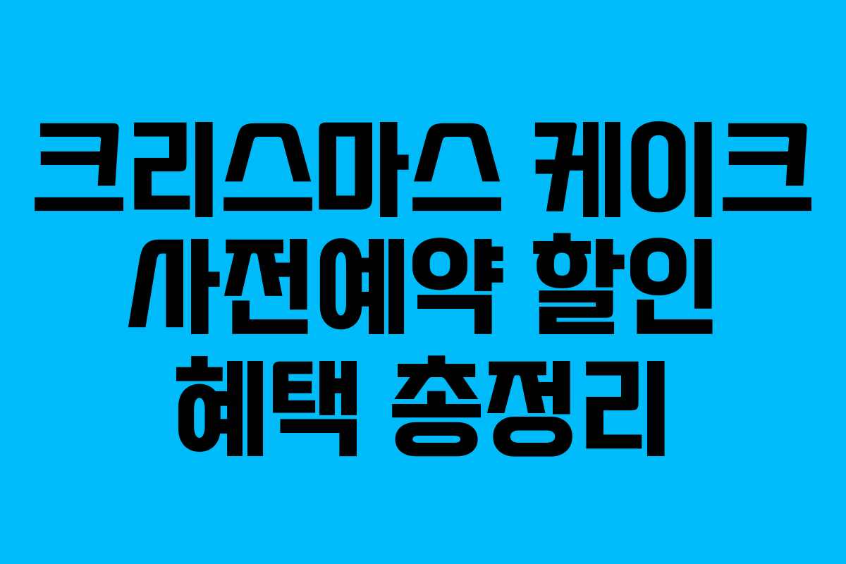 크리스마스 케이크 사전예약 할인 혜택 총정리