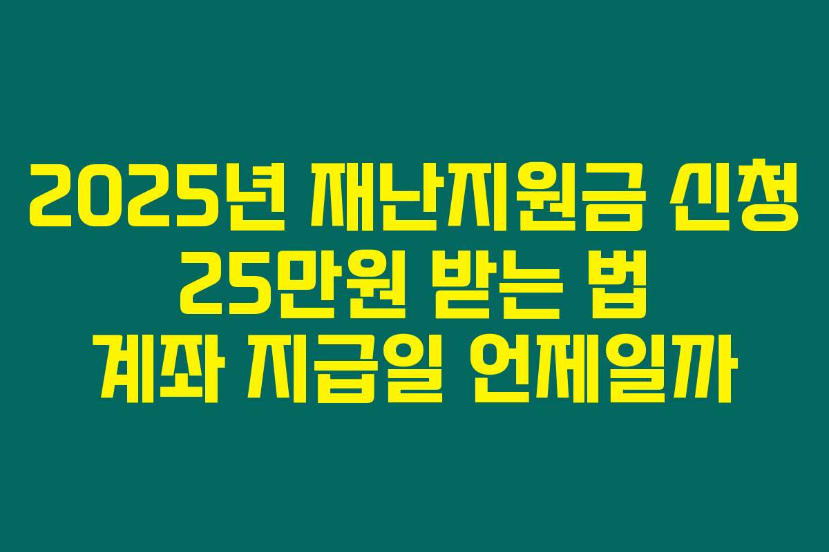 2025년 재난지원금 신청 25만원 받는 법 계좌 지급일 언제일까