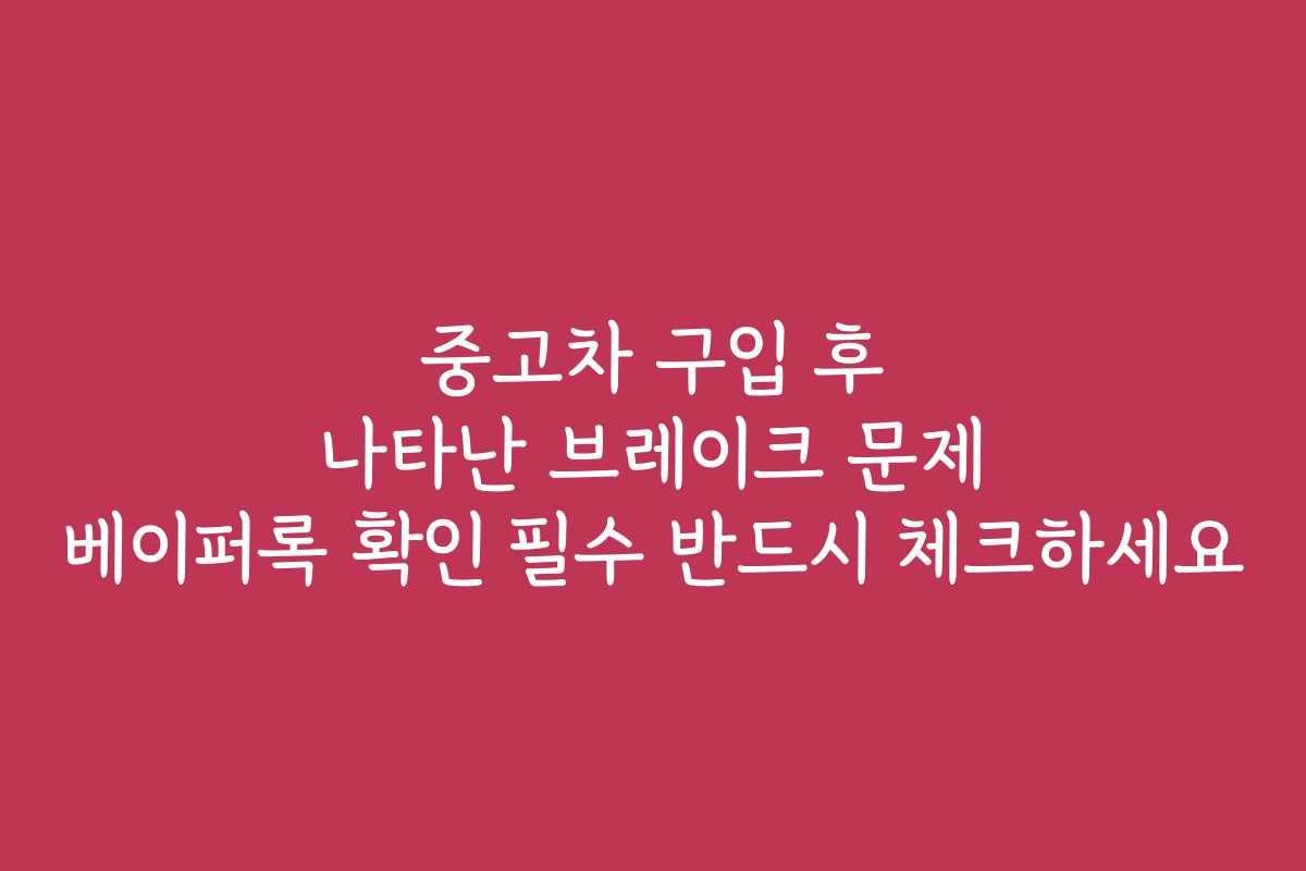 중고차 구입 후 나타난 브레이크 문제 베이퍼록 확인 필수 반드시 체크하세요