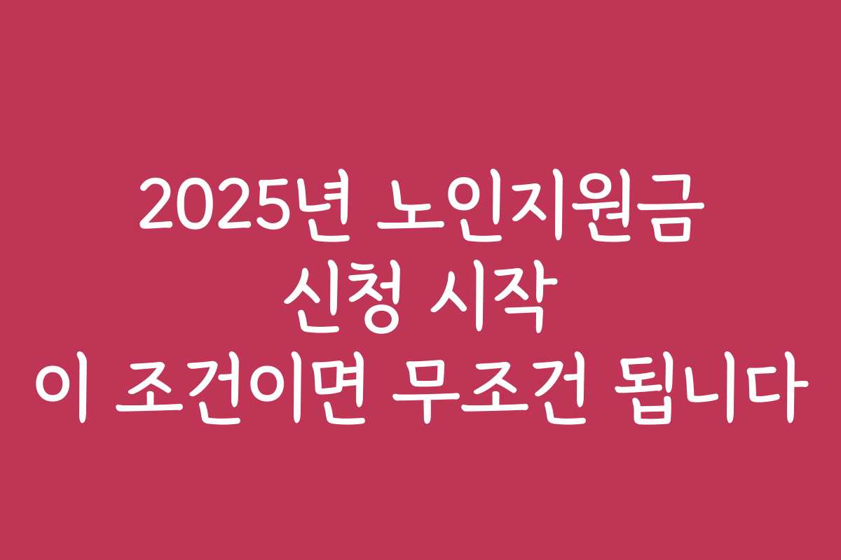 2025년 노인지원금 신청 시작 이 조건이면 무조건 됩니다