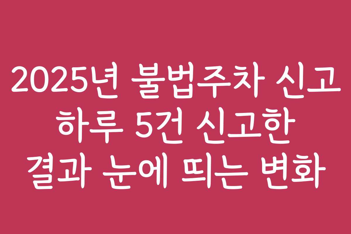 2025년 불법주차 신고 하루 5건 신고한 결과 눈에 띄는 변화