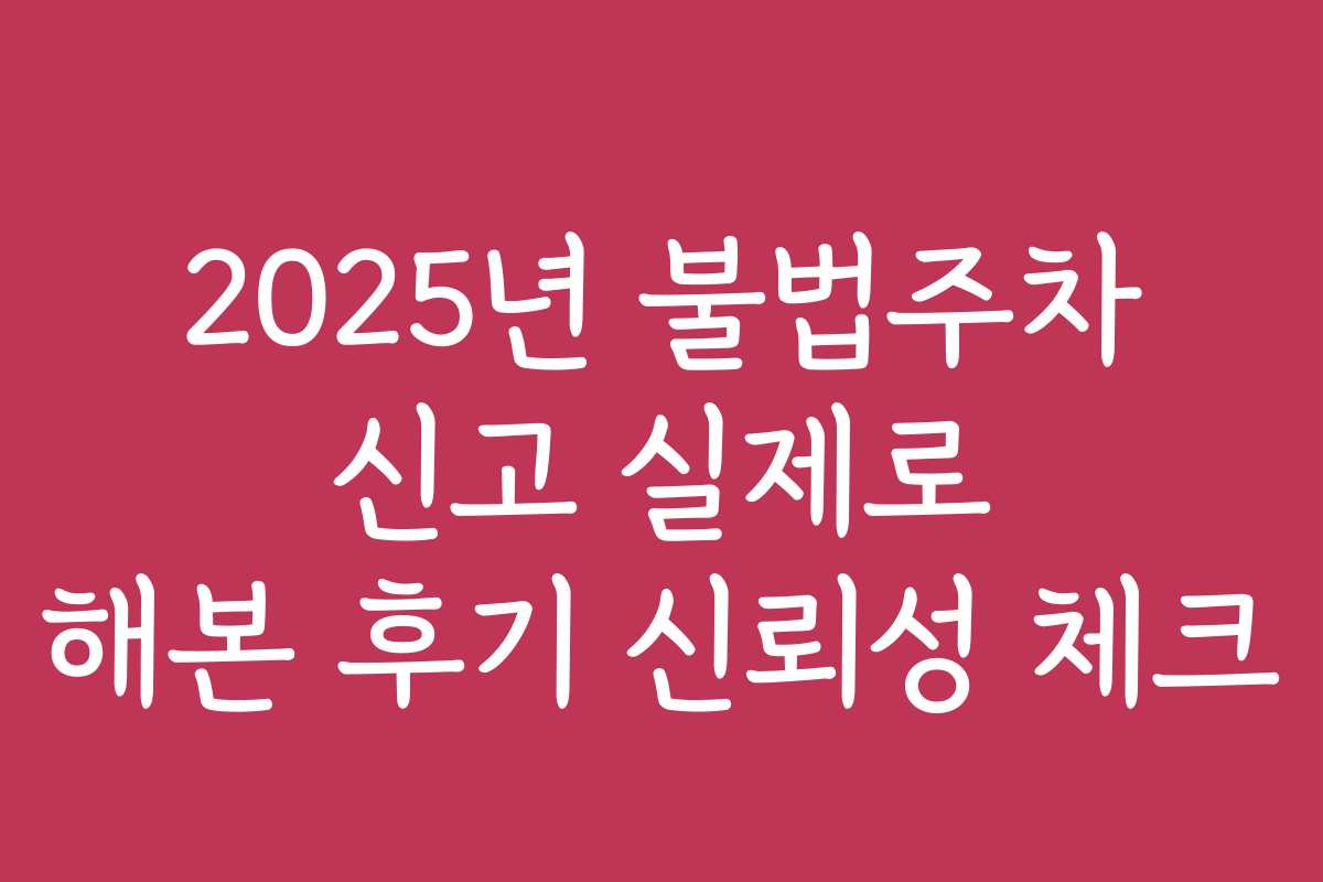 2025년 불법주차 신고 실제로 해본 후기 신뢰성 체크
