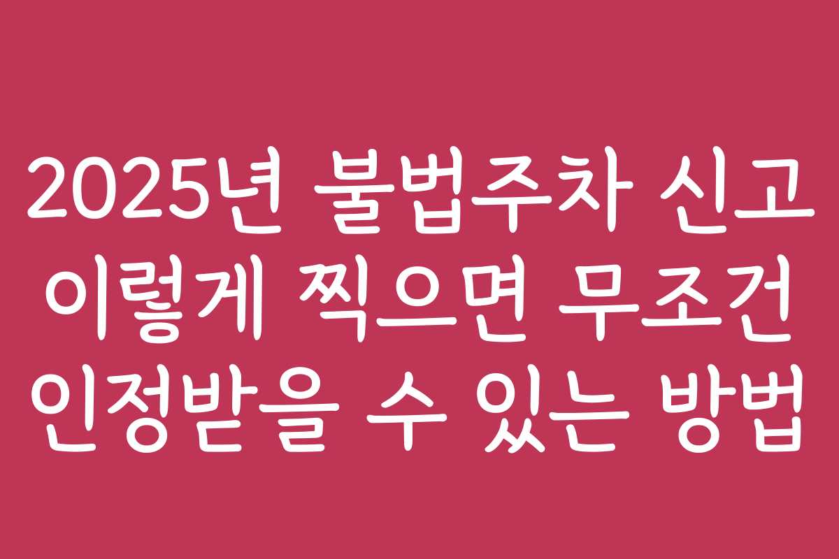 2025년 불법주차 신고 이렇게 찍으면 무조건 인정받을 수 있는 방법