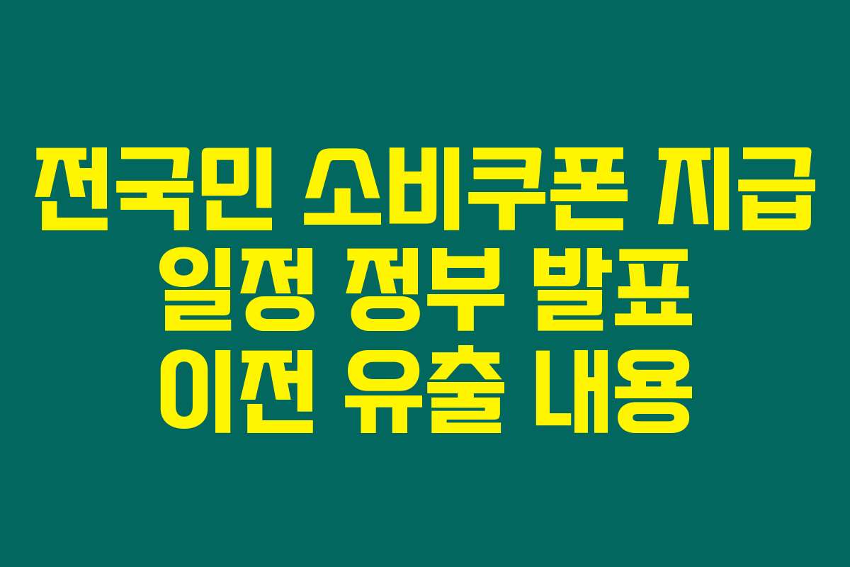 전국민 소비쿠폰 지급 일정 정부 발표 이전 유출 내용