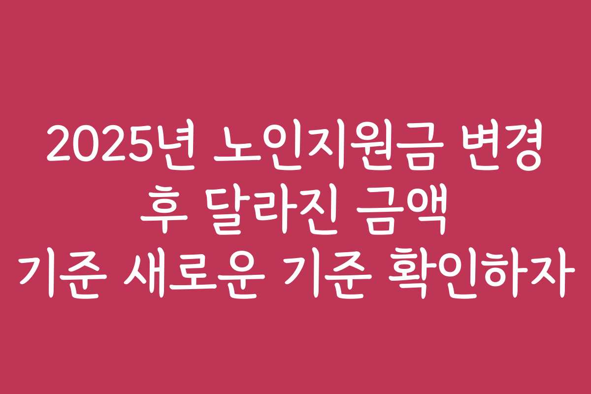 2025년 노인지원금 변경 후 달라진 금액 기준 새로운 기준 확인하자