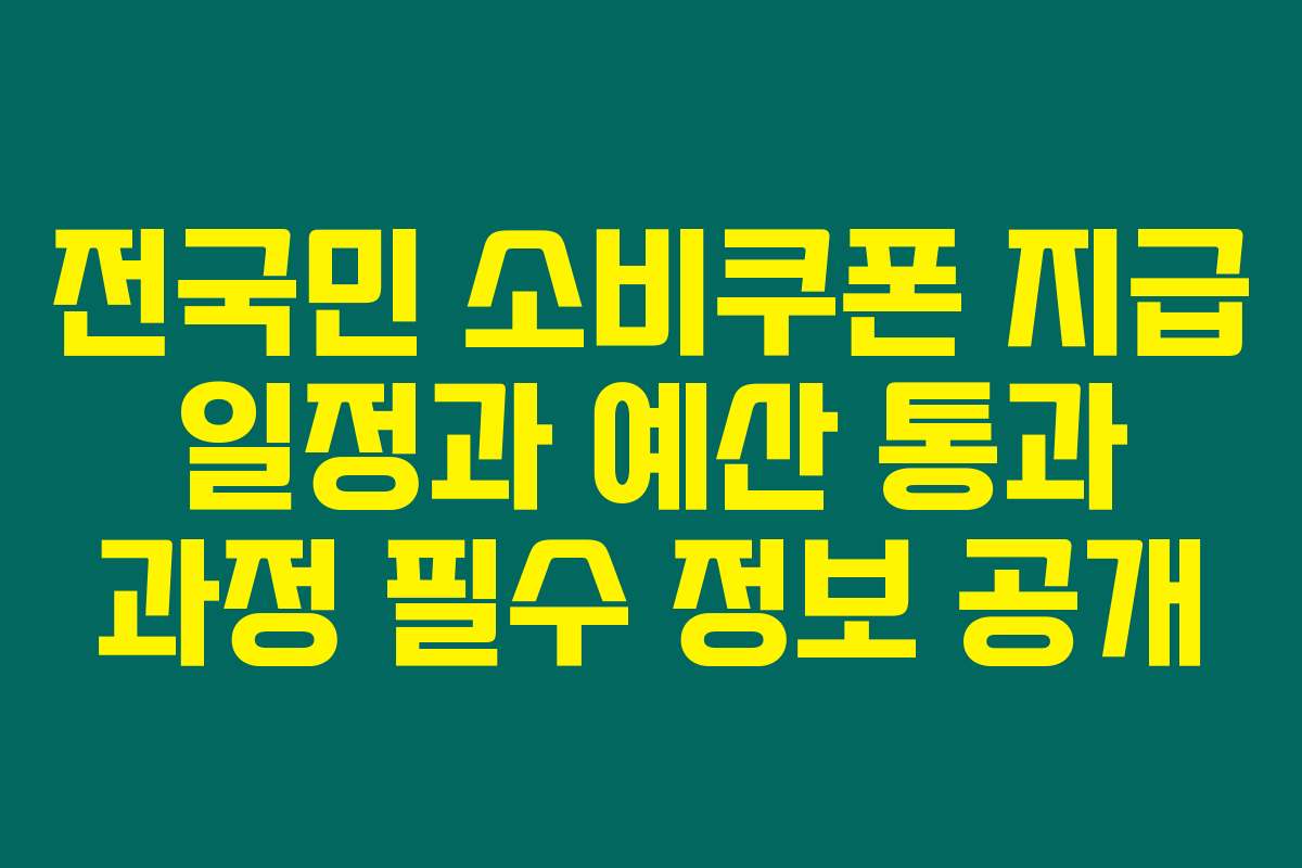 전국민 소비쿠폰 지급 일정과 예산 통과 과정 필수 정보 공개