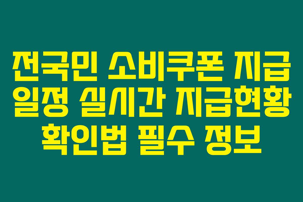 전국민 소비쿠폰 지급 일정 실시간 지급현황 확인법 필수 정보