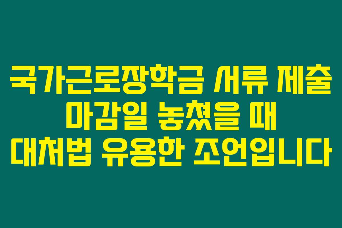 국가근로장학금 서류 제출 마감일 놓쳤을 때 대처법 유용한 조언입니다