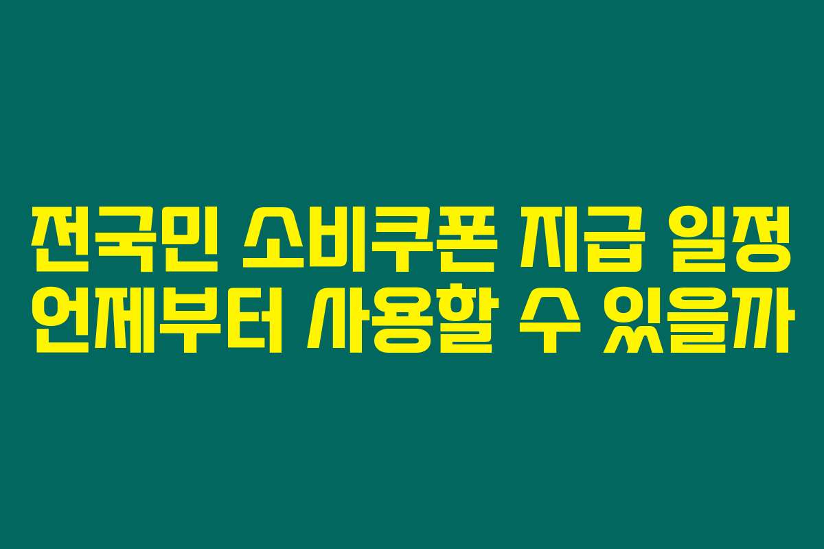 전국민 소비쿠폰 지급 일정 언제부터 사용할 수 있을까
