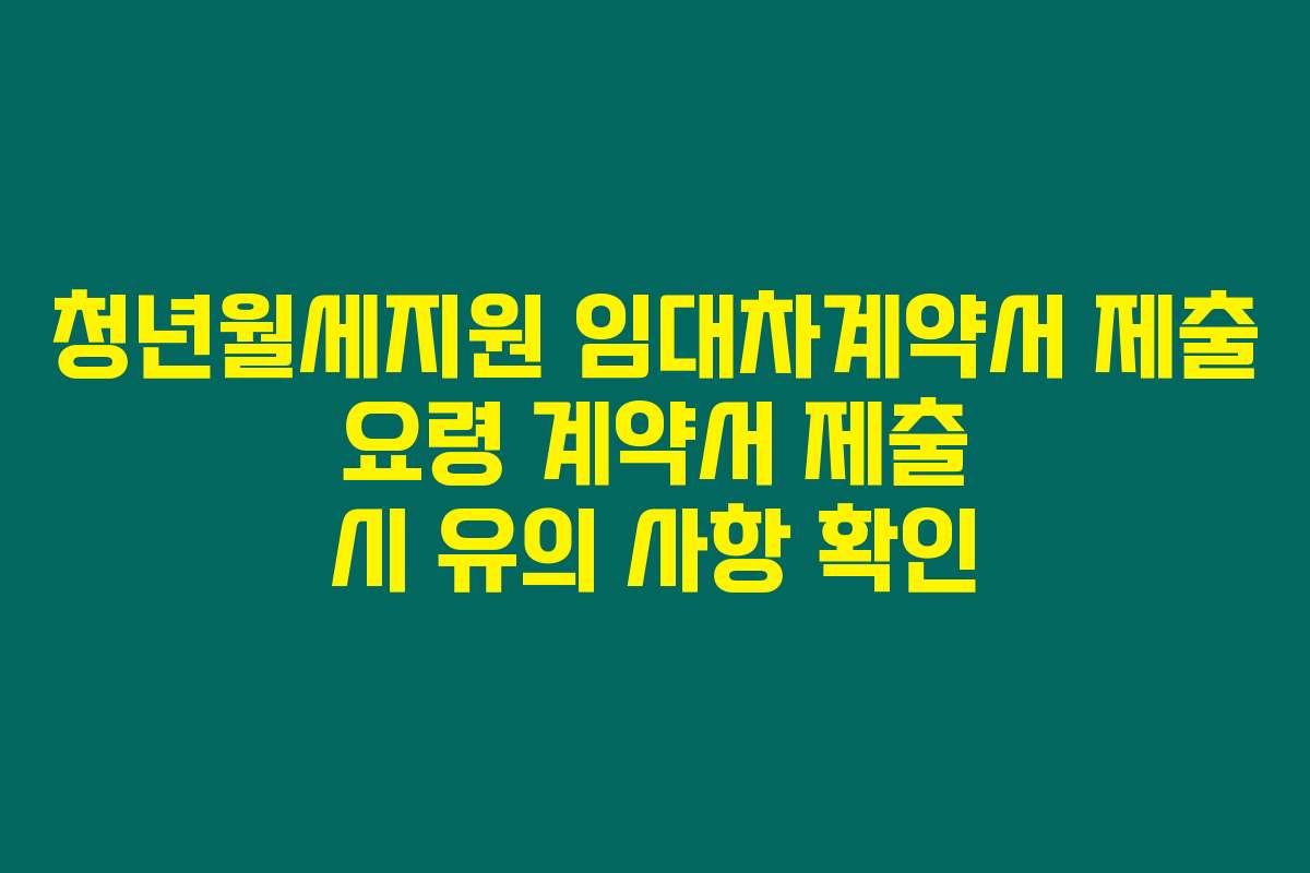 청년월세지원 임대차계약서 제출 요령 계약서 제출 시 유의 사항 확인