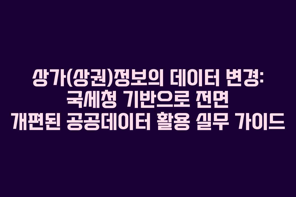 상가(상권)정보의 데이터 변경: 국세청 기반으로 전면 개편된 공공데이터 활용 실무 가이드