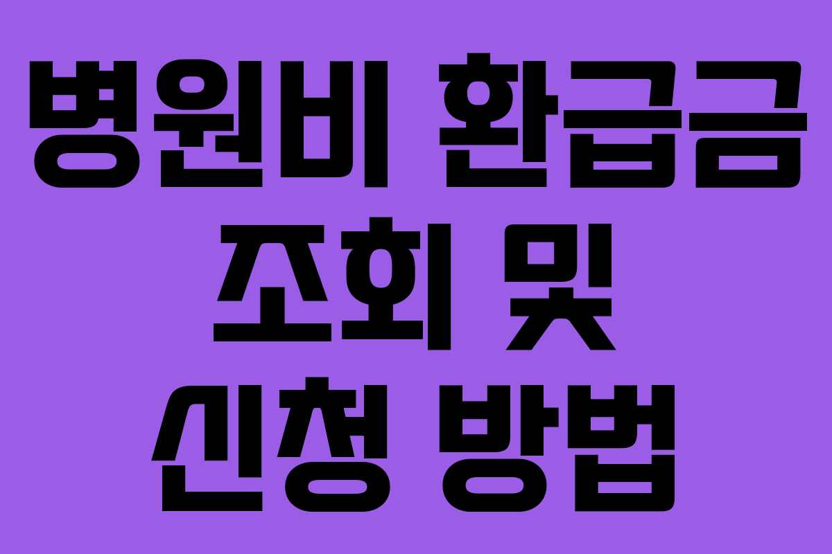 병원비 환급금 조회 및 신청 방법