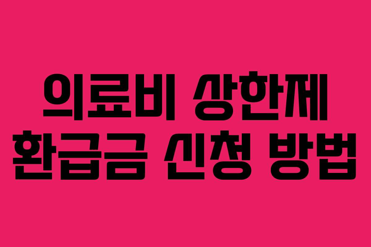 의료비 상한제 환급금 신청 방법
