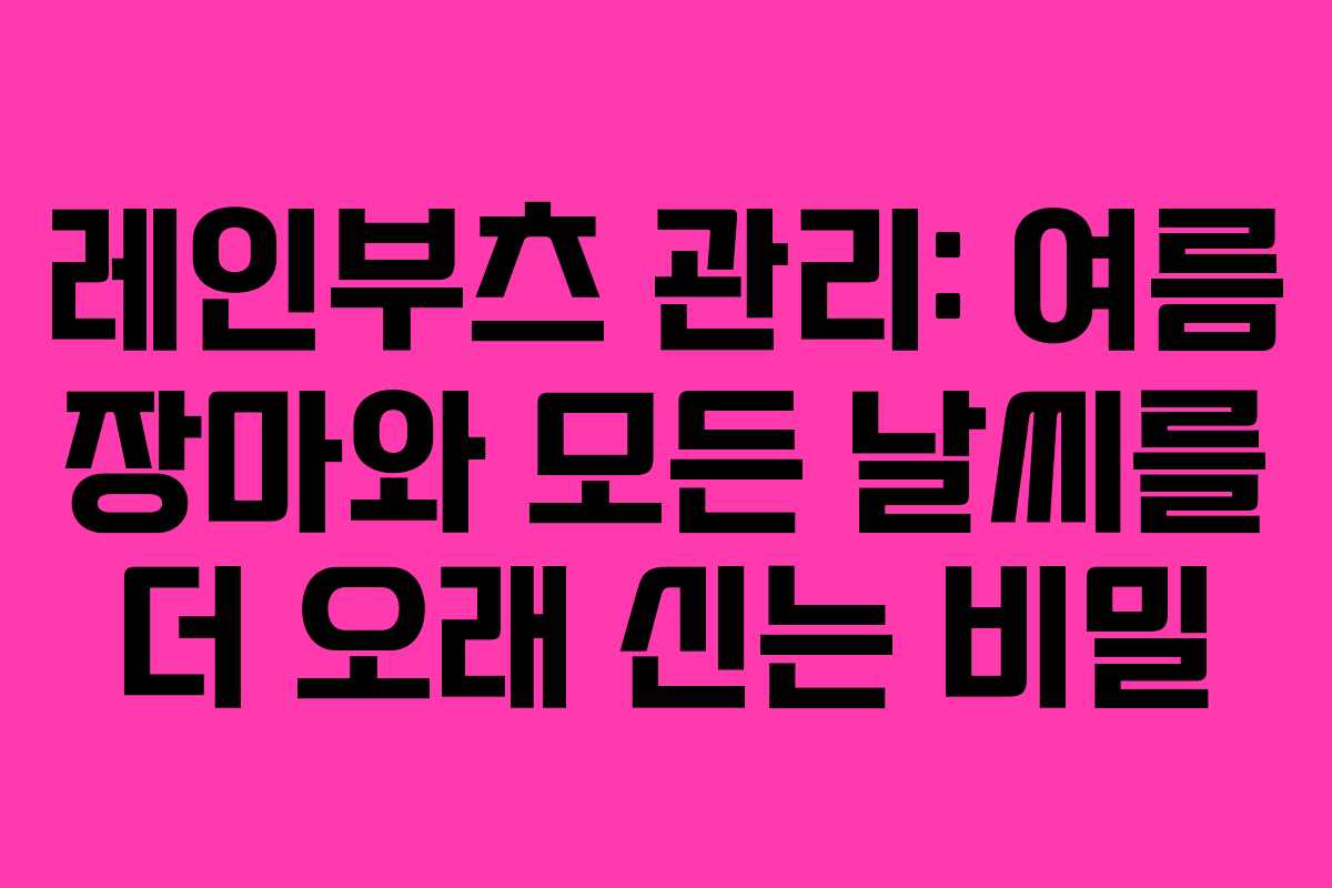 레인부츠 관리: 여름 장마와 모든 날씨를 더 오래 신는 비밀