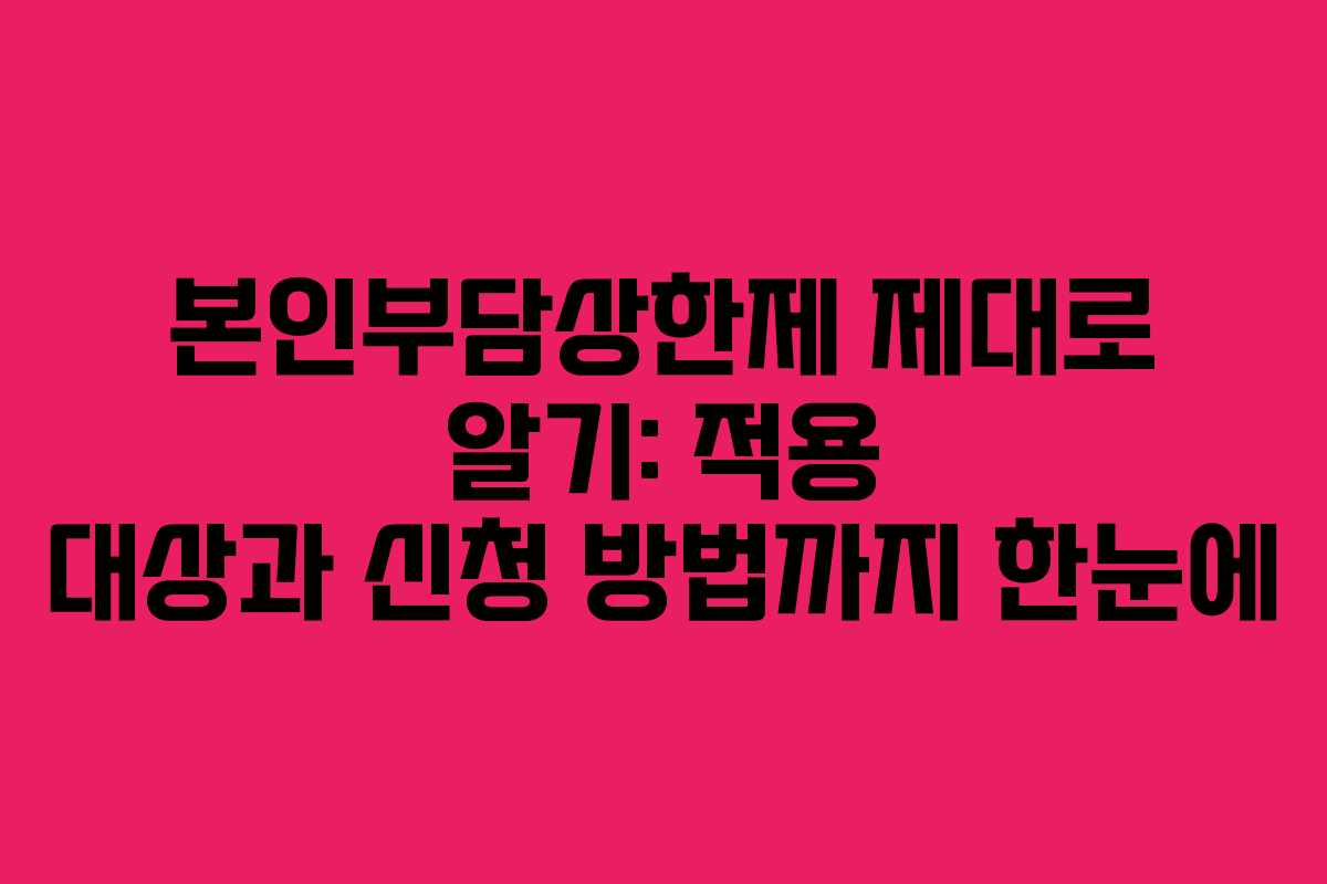 본인부담상한제 제대로 알기: 적용 대상과 신청 방법까지 한눈에