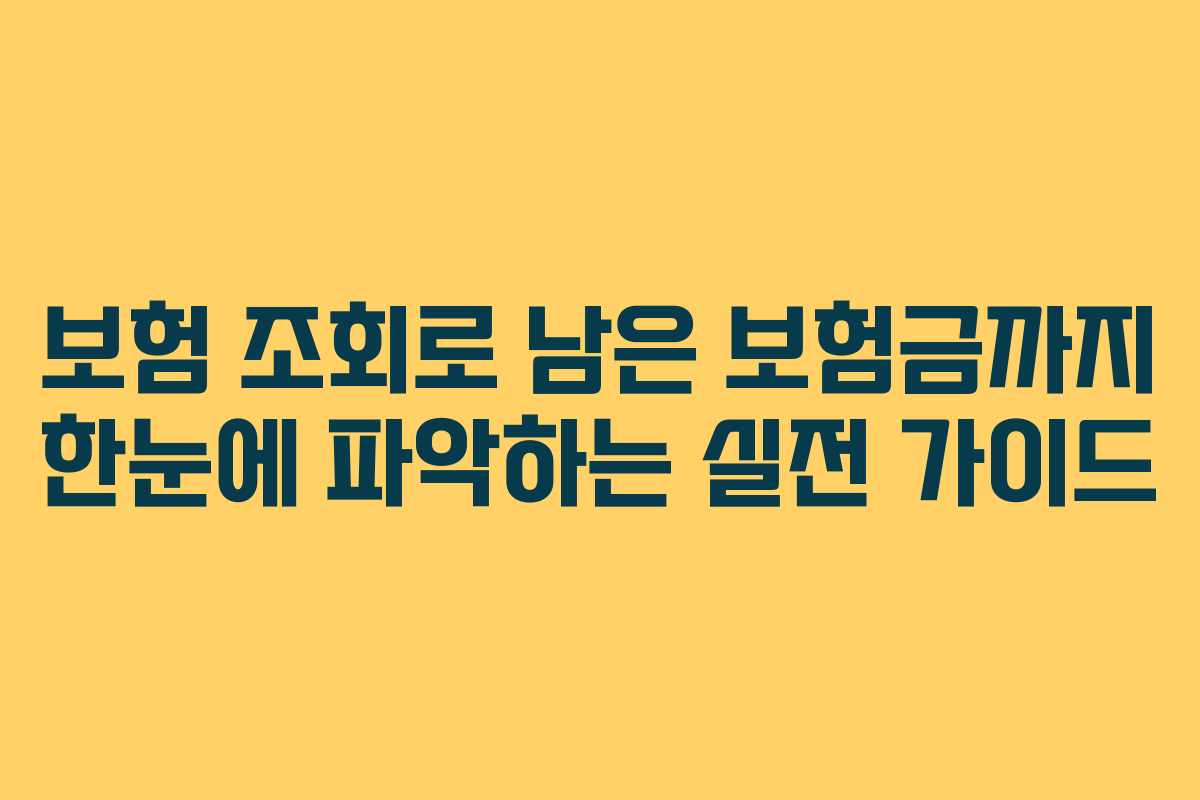 보험 조회로 남은 보험금까지 한눈에 파악하는 실전 가이드