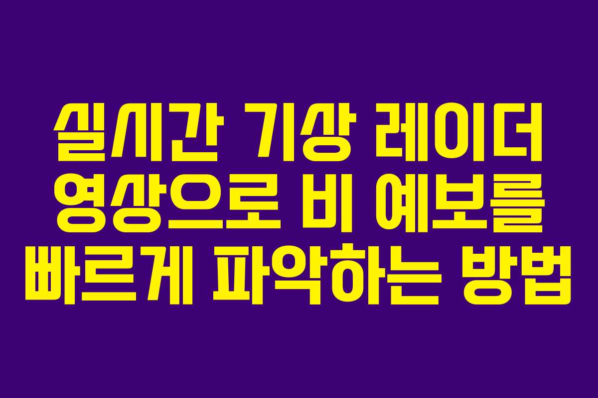 실시간 기상 레이더 영상으로 비 예보를 빠르게 파악하는 방법