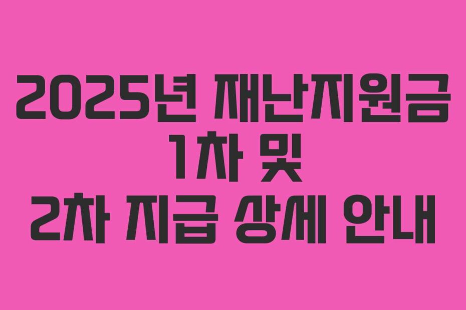 2025년 재난지원금 1차 및 2차 지급 상세 안내