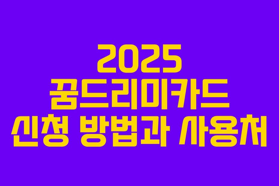 2025 꿈드리미카드 신청 방법과 사용처