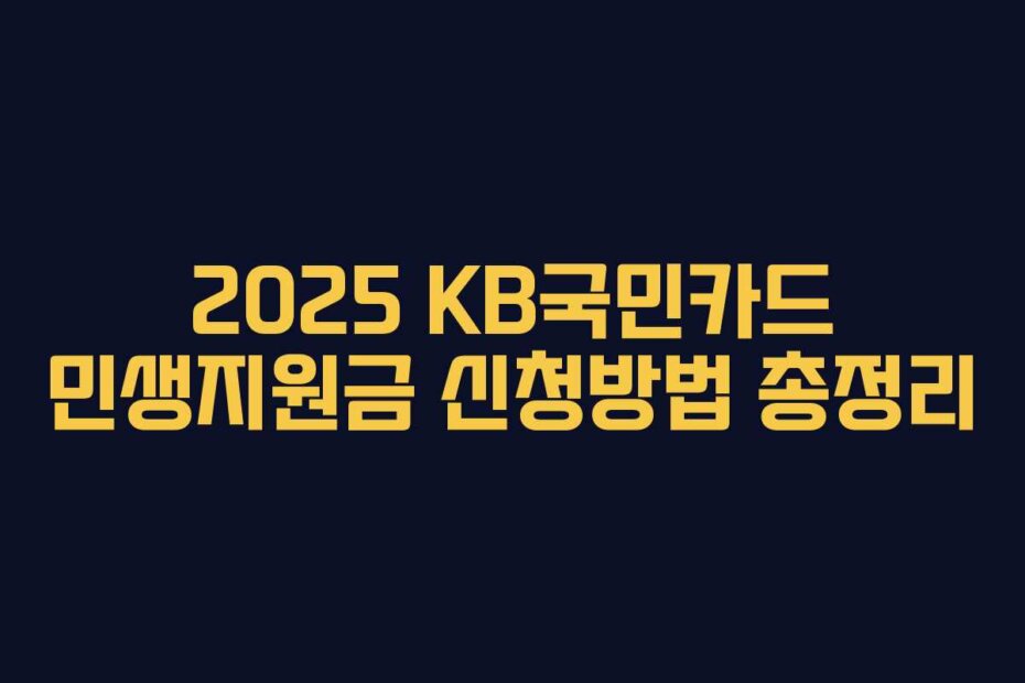 2025 KB국민카드 민생지원금 신청방법 총정리