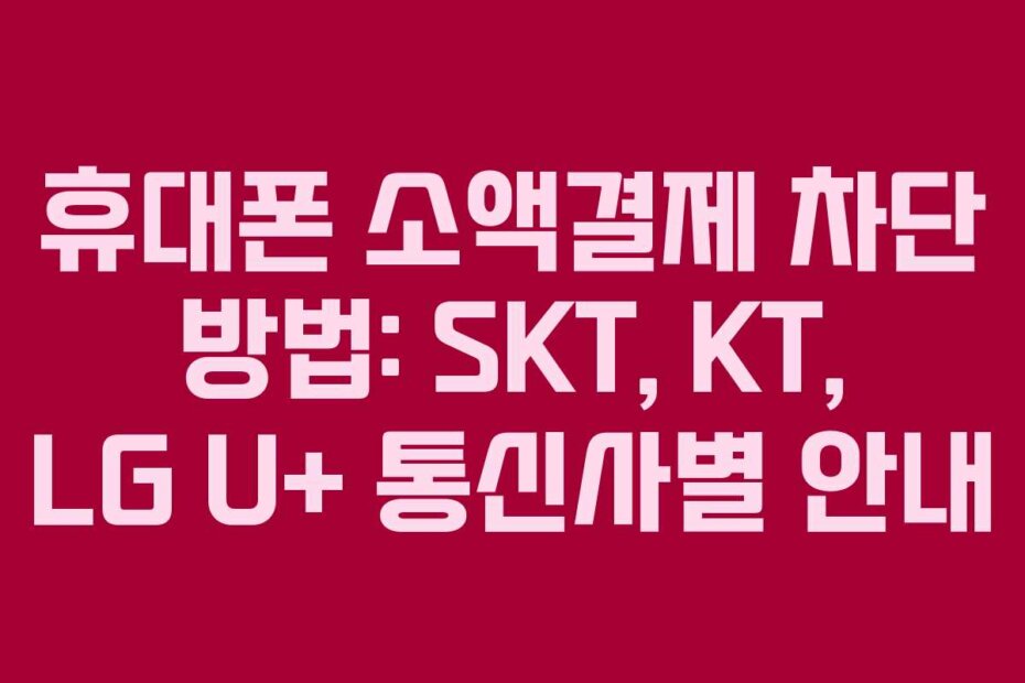 휴대폰 소액결제 차단 방법: SKT, KT, LG U+ 통신사별 안내