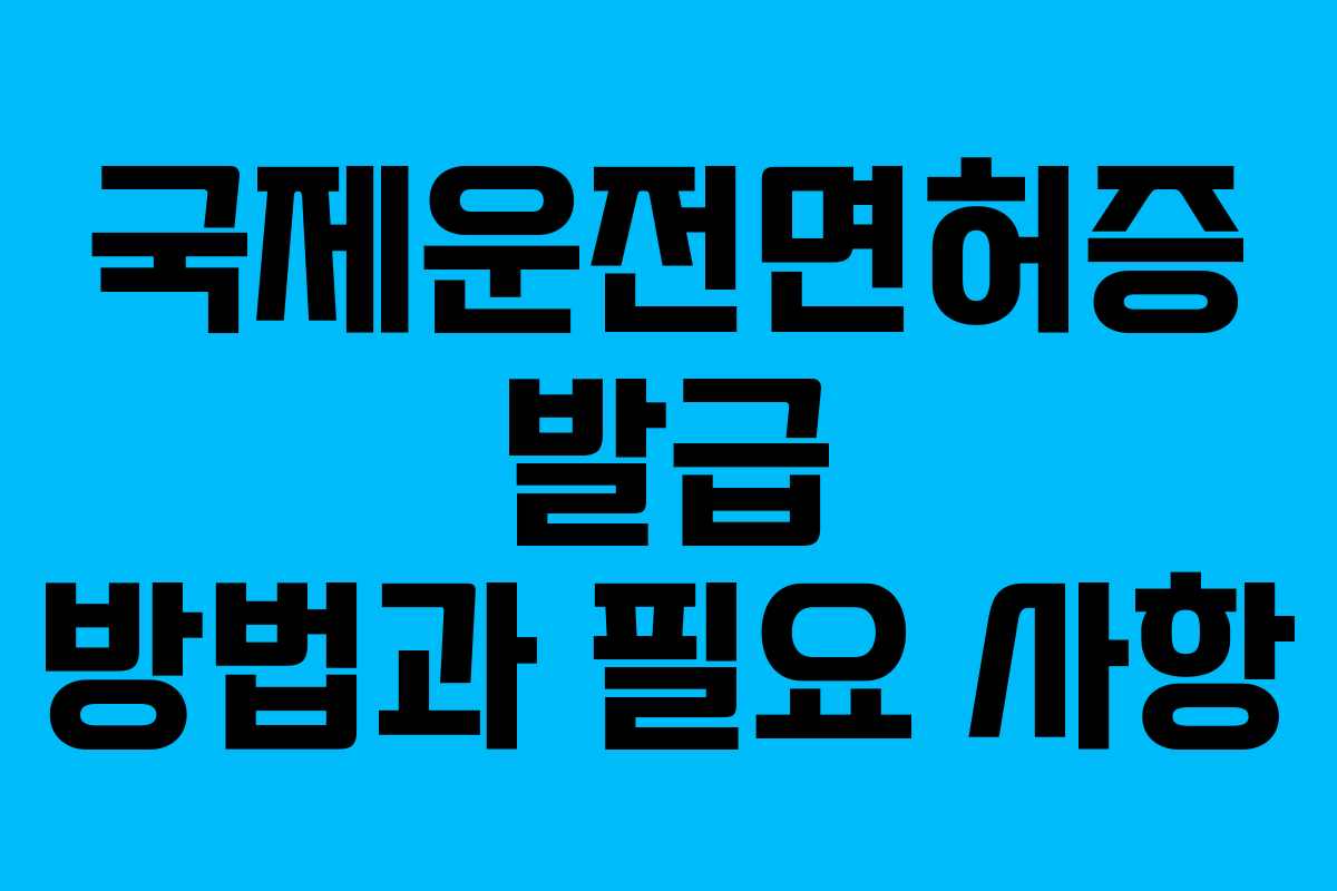 국제운전면허증 발급 방법과 필요 사항