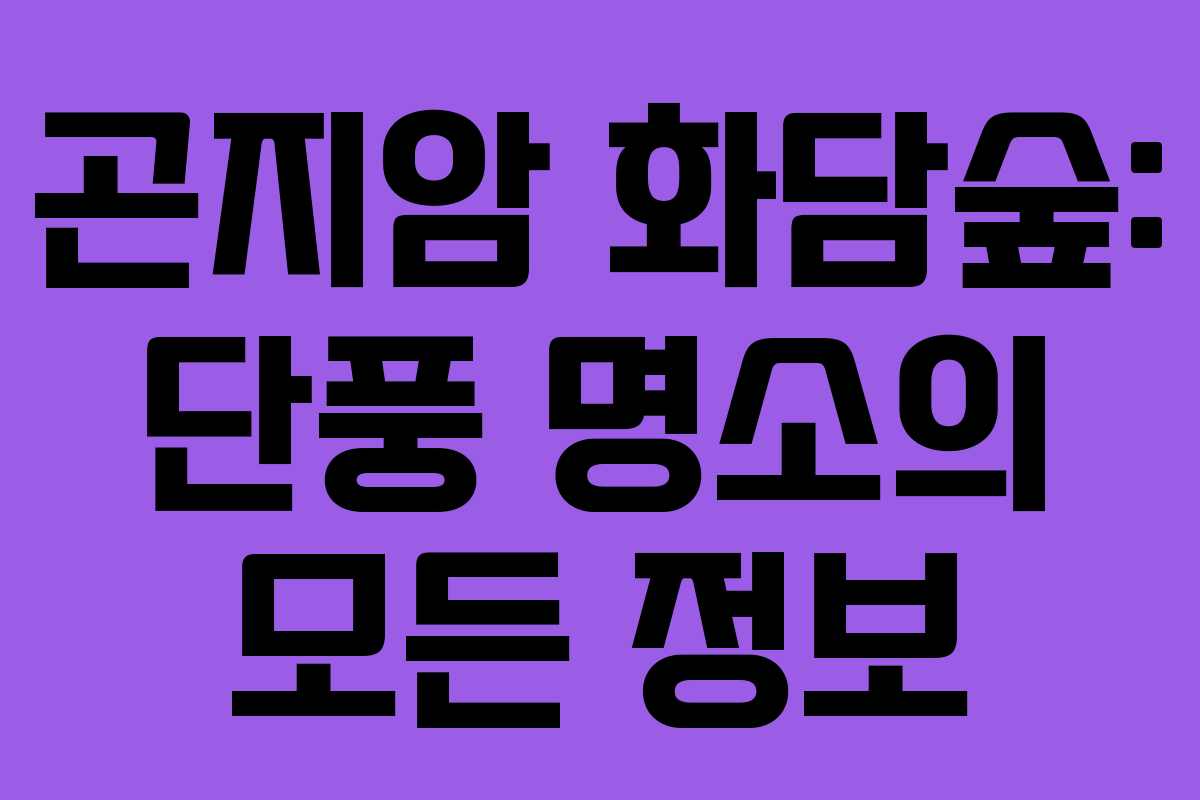 곤지암 화담숲: 단풍 명소의 모든 정보